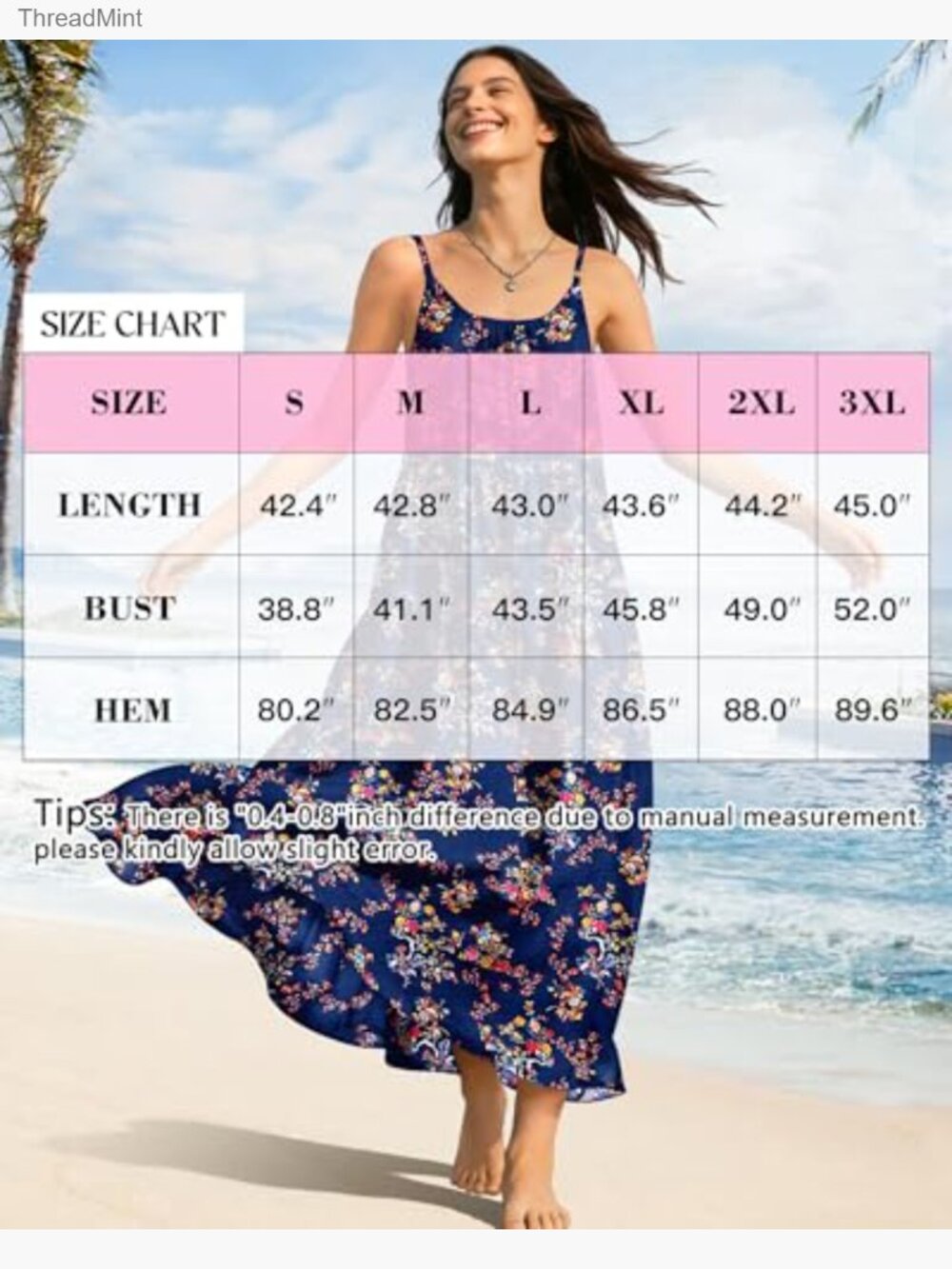 Sleeveless A-Line Maxi Sundress with Pockets Spaghetti Strap Flowy - Picture 5 of 7